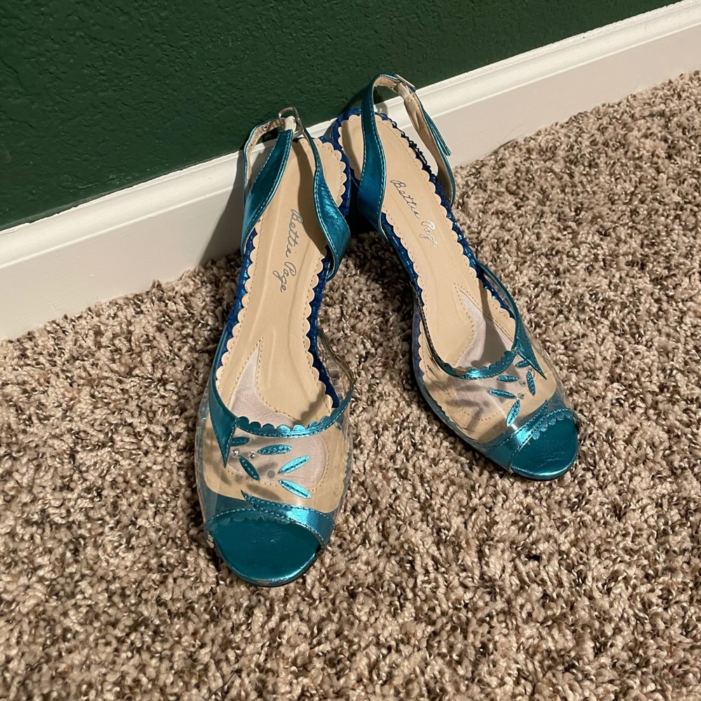 Bettie page clear and blue heels - Picture 1 of 3